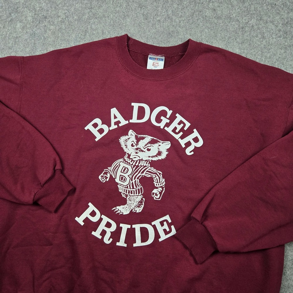 Wisconsin Badgers Sweatshirt Mens XL Maroon Red Pride Bucky Graphic Vintage 90s